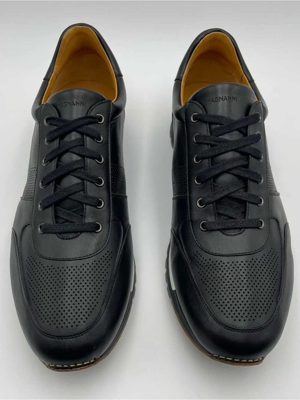 Magnanni SZ 14-EU 47-Luxe Black Calfskin Leather Lizard Sneaker Shoes-MSRP $495